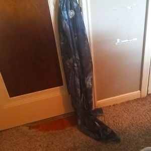 Blue floral print sheer material scarf longer style